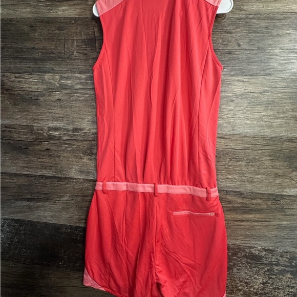 Galvin Green Coral Pink Sleeveless Golf Polo Romper with Waist Detail - Picture 13 of 13